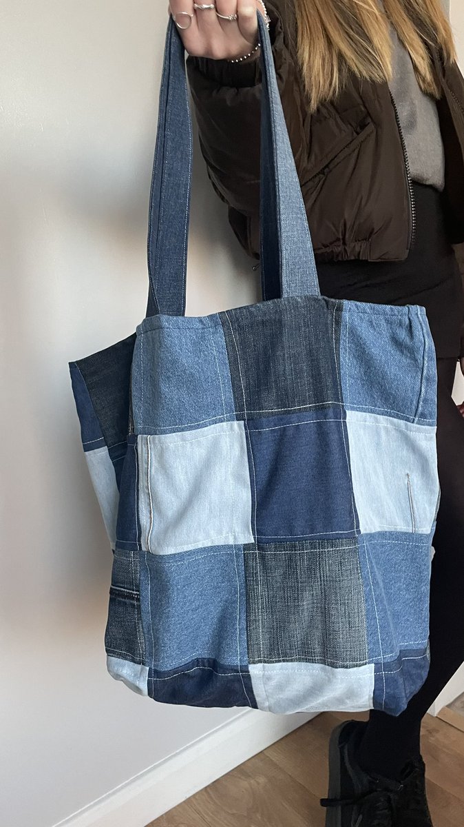So…I made something new! Repurposed old denim tucked away in drawers at home. 👖 🪡 🧵 #reducewaste #reuse #repurposeddenim #SmallBusinessOwners #mindful #mindfulsewing