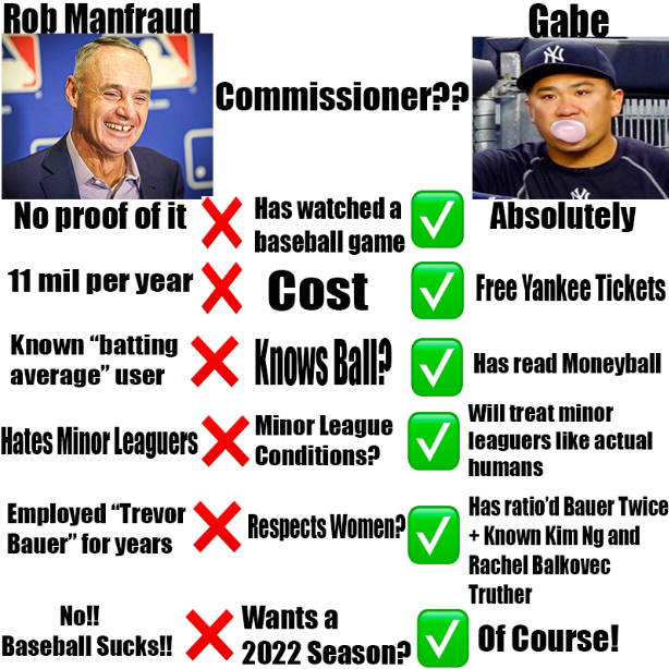 PlayoffTanaka_'s tweet photo. Why I'm a better fit to be commissioner than Rob Manfraud https://t.co/sPvORqjFyG