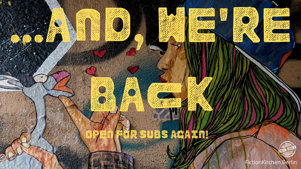 FictionBerlin's tweet photo. Yup, and hungry to read your amazing, folksy, out-there, eccentric stories once more! Slots are filling quickly so get cracking. Oh, &amp; all stories accepted will get published in our annual journal. What are you waiting for? https://t.co/fSdKtOH7Wz
#WritingCommunity #writerslift https://t.co/rjp0TqcIZl
