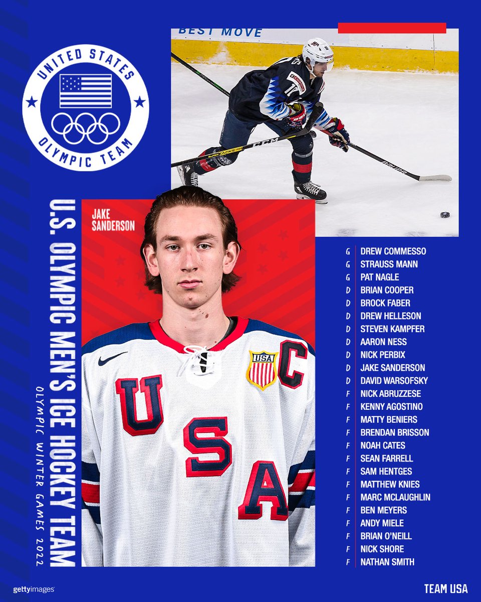 Stick taps to the men in Red, White and Blue. 🇺🇸

The 2022 U.S. Olympic Men’s Hockey Team is official. #WinterOlympics
