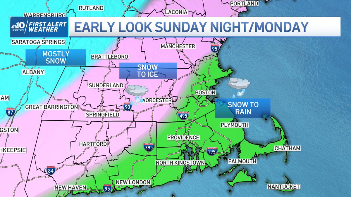 PeteNBCBoston's tweet photo. The preliminary look on the storm Sunday night/Monday. https://t.co/vfPPXUZc4O