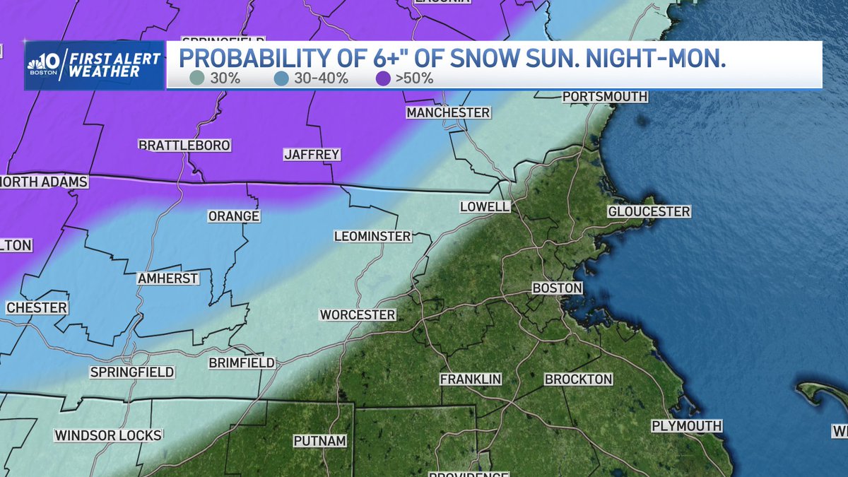 PeteNBCBoston's tweet photo. The preliminary look on the storm Sunday night/Monday. https://t.co/vfPPXUZc4O