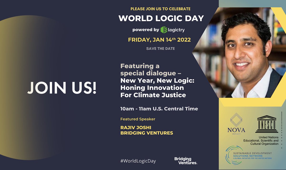 We are thrilled to share that our founder and CEO <a href="/RajivSJoshi/">Rajiv Joshi</a> will be participating as a Panelist for UNESCO's World Logic Day Forum powered by Logictry, in partnership with the UN, UN SDSN, NOVA Impact, and CIPSH! Register here: bit.ly/3fjtTsn 

#Logic4Peace