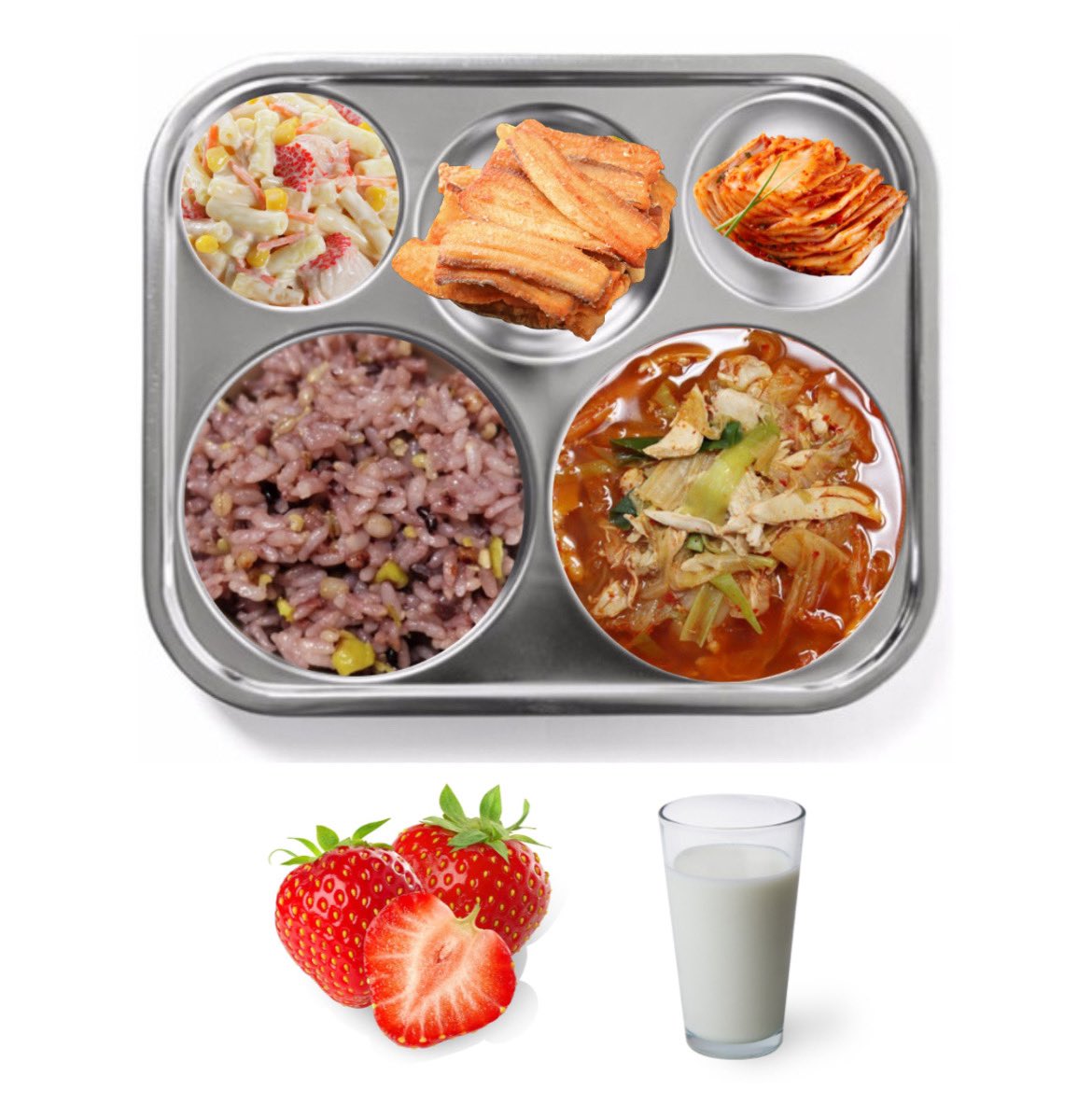 2022.01.17 
훈련소 1일차 석식 #도운 

잡곡밥
닭고기육개장 
갈치순살튀김
마카로니 샐러드
김장김치

후식

딸기
우유

도운아 맛있게 먹어🐶🤎