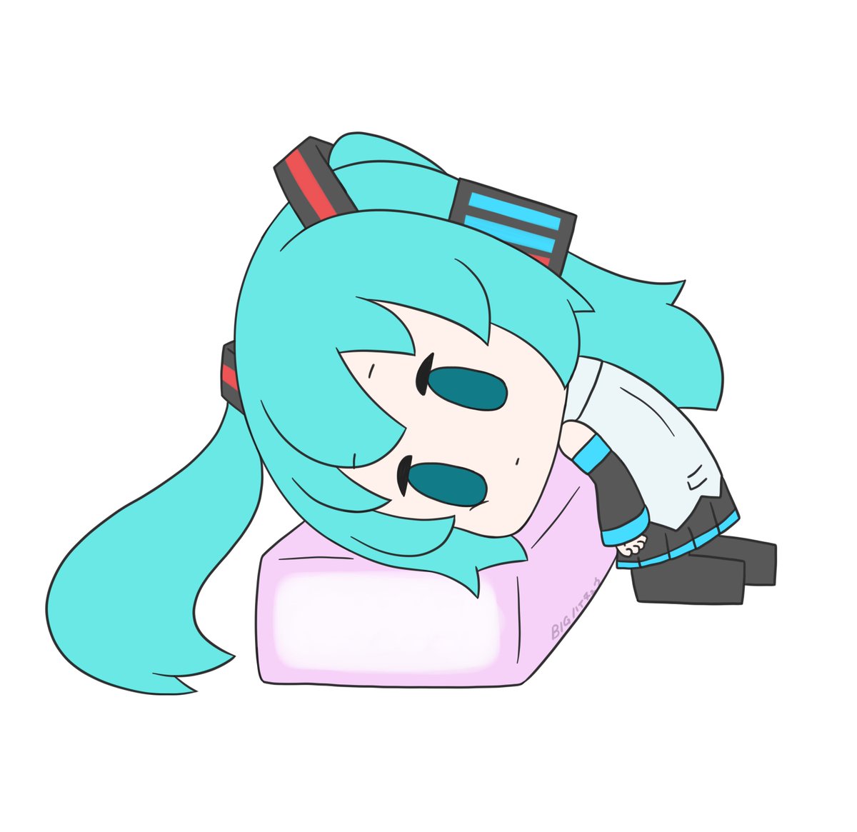 初音ミク 「今日も一日 」|はつねネガメのイラスト