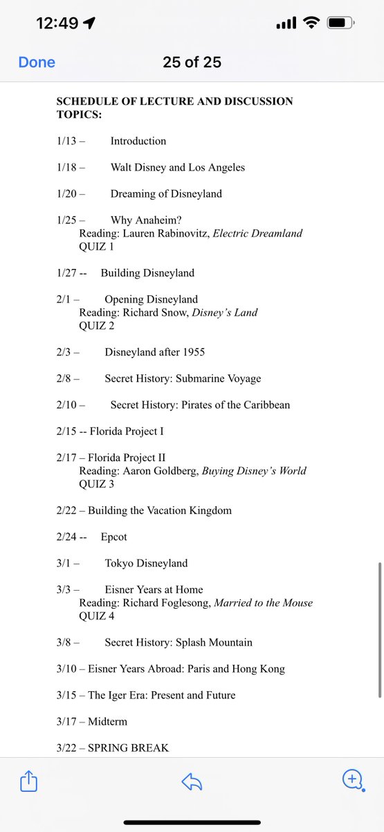 jefflipack's tweet photo. So awhile back, I mentioned that my daughter is taking a class on Disney Parks this semester at @ClemsonUniv. Today is her first day of class. I’ve attached photos from the syllabus. She has to write a 10,000 word paper!!! 🤯🤯🤯 Let’s wish @alexisthomthom luck!!! https://t.co/BsOoL3kKLl