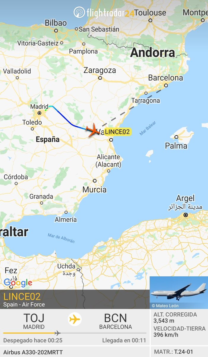 Web_AME's tweet photo. #LINCE02 #A330 #MRTT #45Grupo @EjercitoAire @FlightradarCAT https://t.co/XQwkVjnUCF