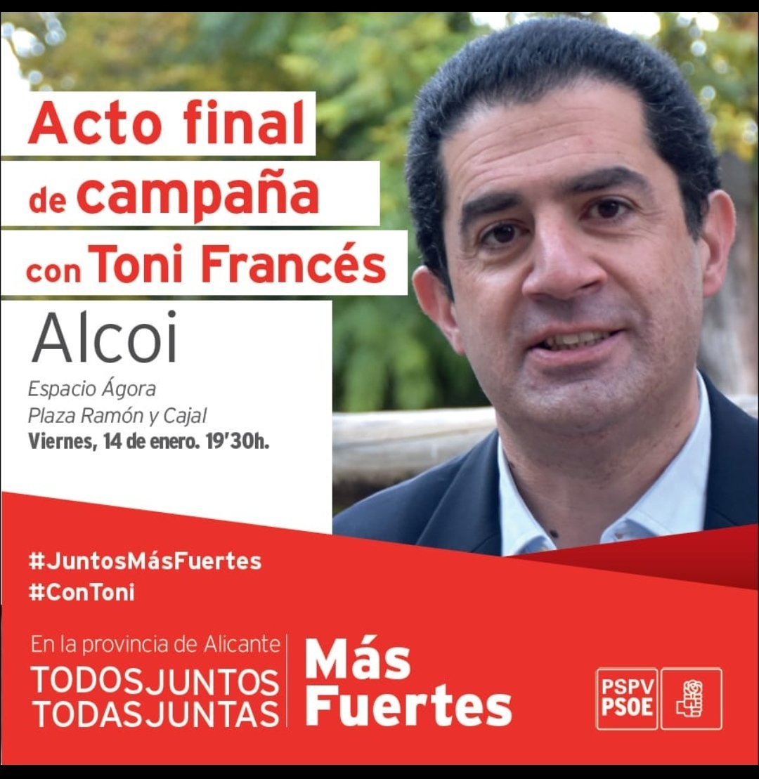 _justo_gonzalez's tweet photo. ¡Vamos! el Viernes 14 a las 19.30 horas..#Alcoi
#JuntosMásFuertes
Queremos dar un nuevo impulso a la provincia de Alicante..@PSPV_Alacant
Con Toni Francés @tonifrancesp como #SecretarioGeneral
#YoPSOE 🌹 🌹 https://t.co/WKh3brafze