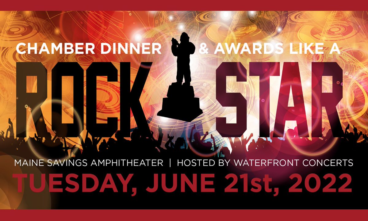 BangorChamber's tweet photo. SAVE THE DATE - "Chamber Dinner &amp; Awards like a Rock Star" on Tuesday, June 21st at the @mainesavingsamp.  Stay tuned for nomination and event details! https://t.co/QawrkNWZeb