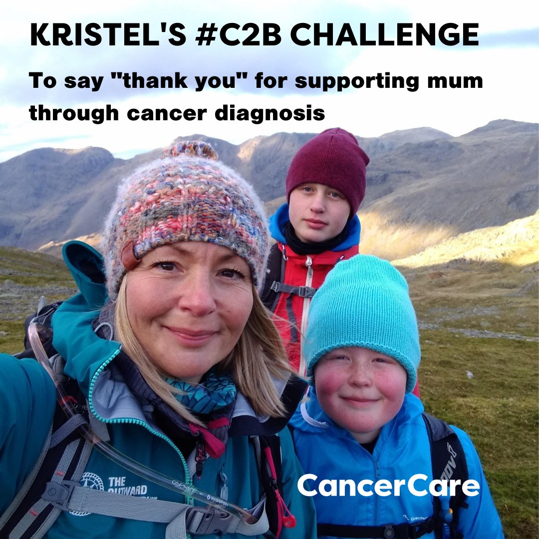 Kristel Kemp from Barrow is taking part in this year's Coniston 2 Barrow #C2B with sons Jack &amp; Charlie and nephew Saul to raise money for us after we supported her mum through cancer last year.  Read more about Kristel's inspirational story here! cancercare.org.uk/news-and-event…