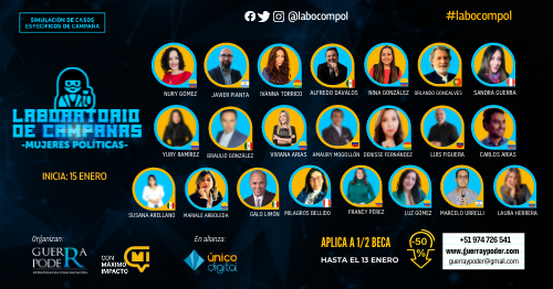 labocompol's tweet photo. 📌5 BECAS INTEGRALES: Del 15/01 al 16/02 - 24 hrs. - 22 consultores - Certificado incluido

🕜 Empezamos este sábado 15/01

👩🏻‍🔬 Laboratorio de campañas: mujeres políticas

Comparte y entra al sorteo!!
Resultados: 14/01 (9PM)
Usa: #labocompol
.
.
#compol #campañaselectorales https://t.co/QfTn6mF4ll