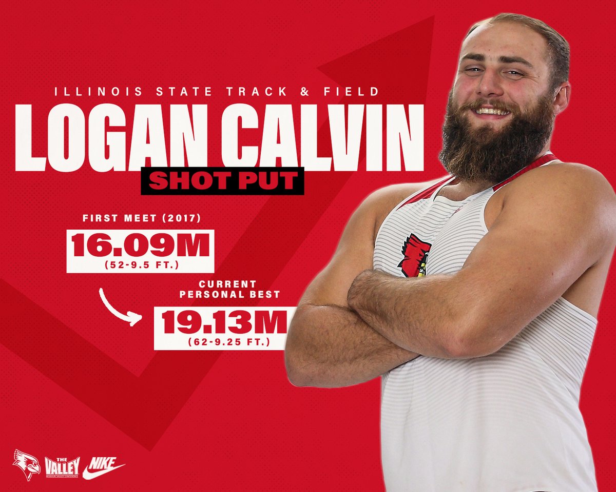 RedbirdTFXC's tweet photo. 𝗥𝗘𝗗𝗕𝗜𝗥𝗗𝗦 𝗢𝗡 𝗧𝗛𝗘 𝗥𝗜𝗦𝗘 📈

A 4x All-MVC honoree in the shot put, senior Logan Calvin has built a strong resume in his time at ISU, improving his shot put personal best by nearly 10 ft. 

He ranks No. 2 in program history in both the indoor &amp; outdoor event! 💪 https://t.co/4QNEzuejCf
