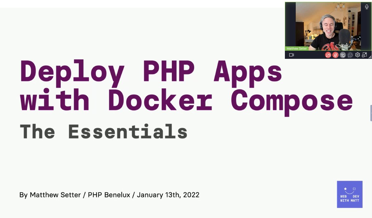 phpbenelux's tweet image. And we’re live with @settermjd: youtu.be/9YZTqrgHem0 #php #docker #deployment
