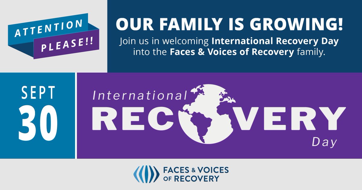 International Recovery Day (@intrecoveryday) on Twitter photo International Recovery Day is excited to share that we are joining forces with <a href="/FACESandVOICES/">Faces & Voices</a>!
Please read the full announcement below and stay tuned for more exciting updates! facesandvoicesofrecovery.org/blog/2022/01/1… International Recovery Day is excited to share that we are joining forces with <a href="/FACESandVOICES/">Faces & Voices</a>!
Please read the full announcement below and stay tuned for more exciting updates! facesandvoicesofrecovery.org/blog/2022/01/1…