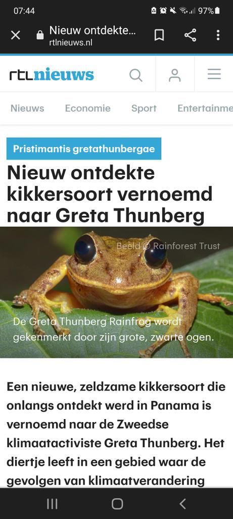 Jacque2607's tweet photo. Is dat een compliment als een kikker naar je wordt vernoemd? #kikker #GretaThunberg https://t.co/jXXWE1N9xq