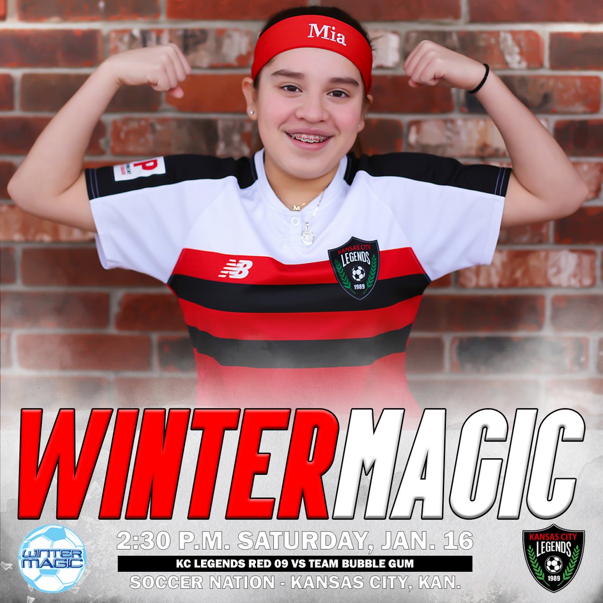 kclegendsred09's tweet photo. 💪SHOW OF STRENGTH 💪 Mia and the rest of the backline are ready for another big WINTER MAGIC matchup. We continue U14 Blue pool play against Team Bubble Gum, which features many familiar faces from other clubs. #KCLegends #Red09
⏰ 2:30 p.m. 🏟️ Soccer Nation - KCK https://t.co/ie6F0GVZSM