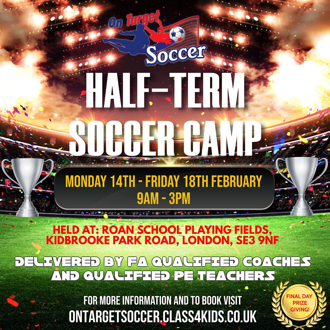 ot_coaching's tweet photo. ⚽️ FEBRUARY HALF TERM COURSE ⚽️

‼️ONLINE BOOKING NOW OPEN‼️

Secure a place for your son or daughter @ https://t.co/OLPI8EjH62

#football #christmas #schoolholidays #greenwich #lewisham #blackheath #staysafe #grassroots #soccerschool https://t.co/Chf6zW2RaJ