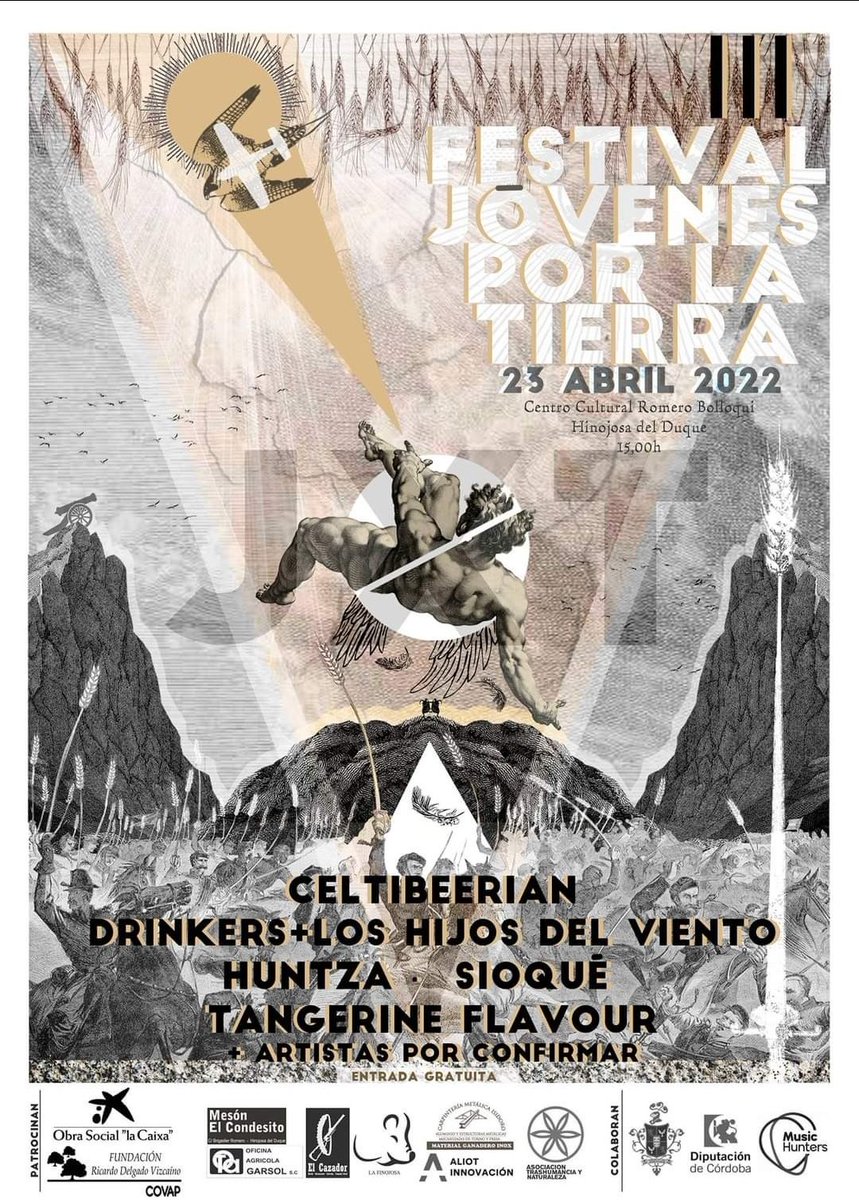 ACivicaH's tweet photo. 📢 ¡JÓVENES! 📢

🙌 Os presentamos el primer avance de cartel de la III edición del Jóvenes por la Tierra Festival. #JxT

🗓 Apunta en tu agenda el 23 de abril porque actuarán en Hinojosa del Duque:

✔️ Celtibeerian
✔️ Drinkers
✔️ Huntza
✔️ Sioqué
✔️ Tangerine Flavour https://t.co/VJMnwI8Tfz