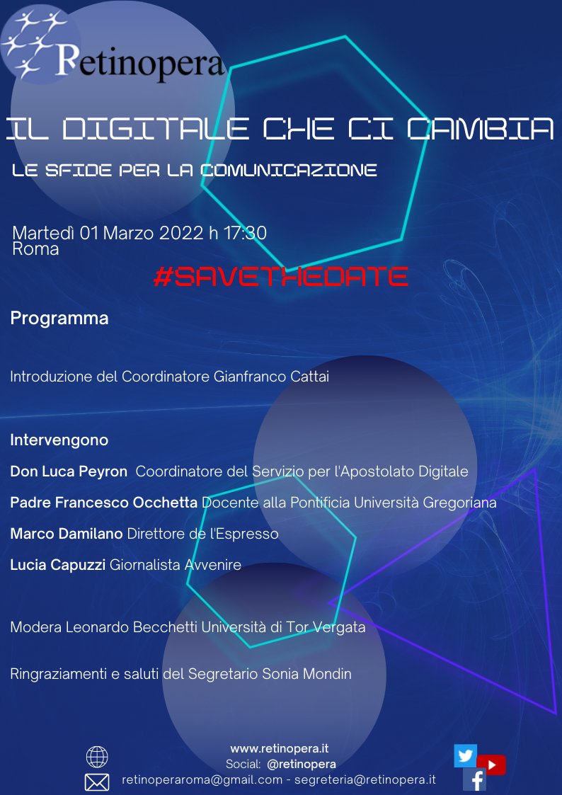 📌  #SaveTheDate per  l'incontro "Il digitale che ci cambia - le sfide per la comunicazione"  - Martedì 01 Marzo 2022 h 17:30