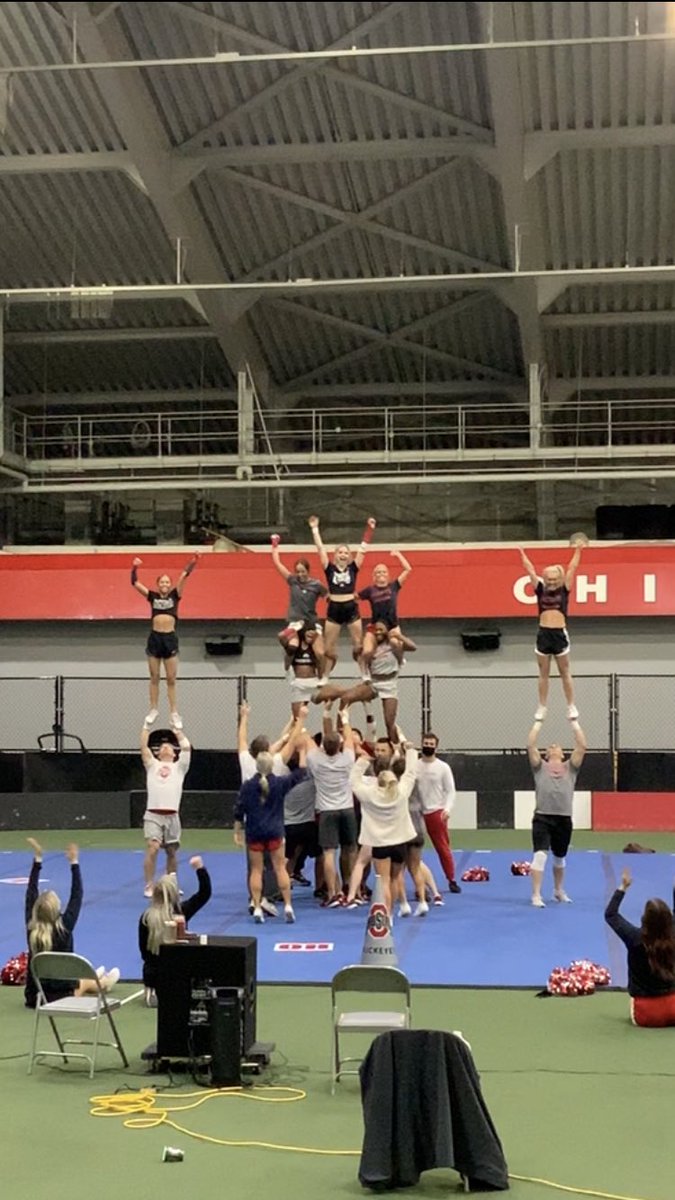 Nothing better than a hit at your last practice before heading to the National championship <a href="/OSU_SpiritSquad/">Ohio State Cheer Team</a>