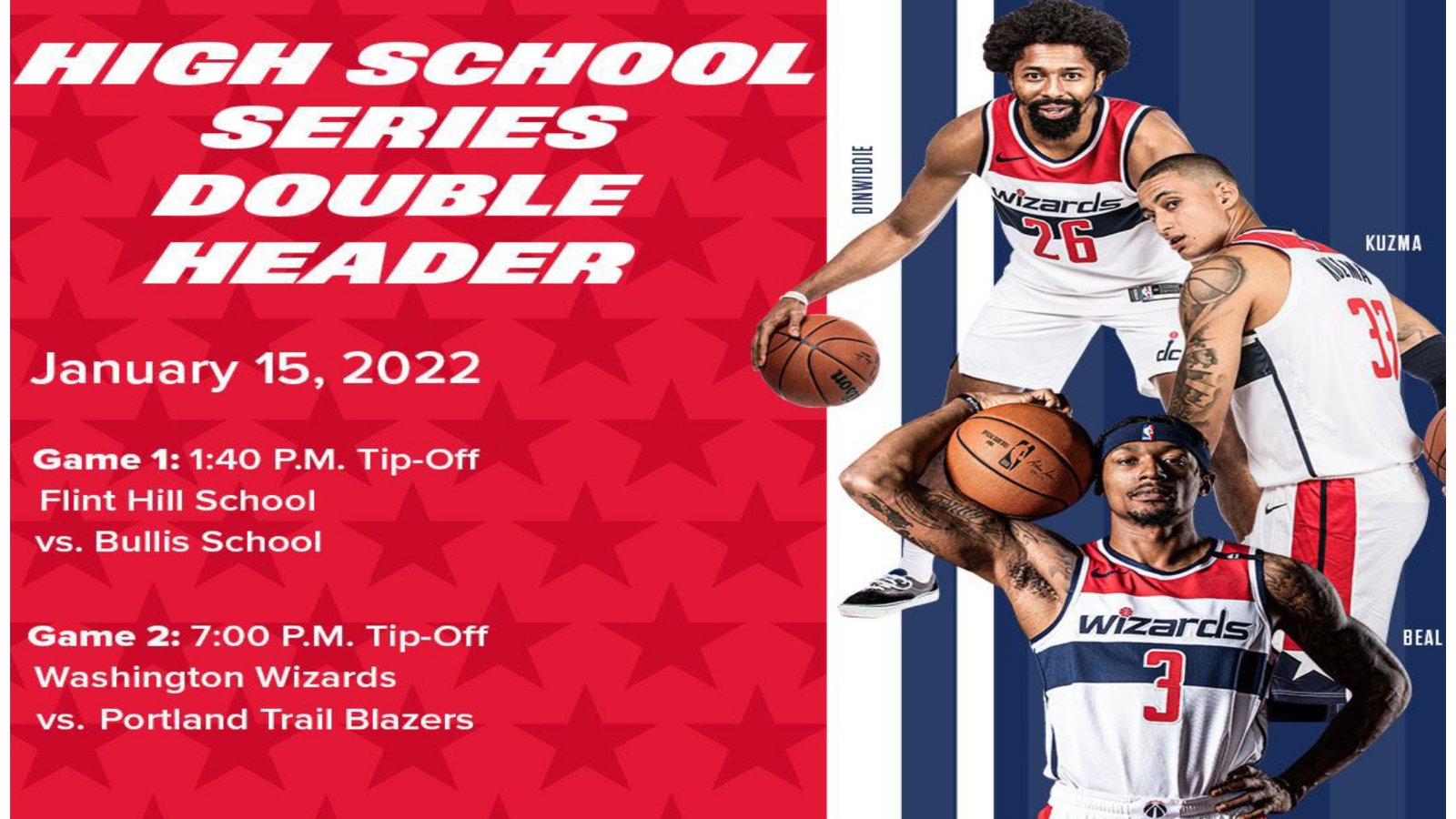 Wizards 2022 Schedule Flint Hill School On Twitter: "This Saturday, January 15, At 1:40 P.m. —  Our Varsity Boys' Basketball Team Will Be Part Of A Double-Header At The  Capital One Arena & Will Play