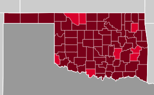 OklahomaMatters's tweet photo. All of Oklahoma under "Severe Risk" with a few counties in "Very High Risk" https://t.co/iYbMP3zvsB