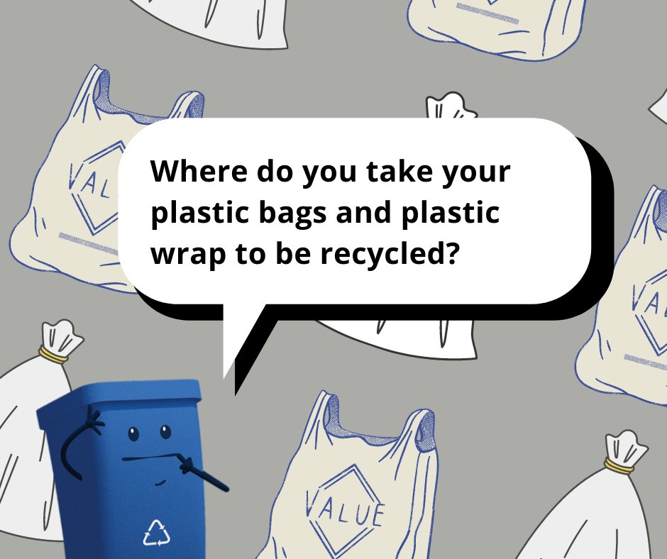 DentonRecycles's tweet photo. Where do you take your plastic bags &amp; wrap? Plastic bags &amp; wrap are not accepted in our recycling program but they are accepted at local store drop-offs.

@kdbdenton is currently accepting plastic bags &amp; wrap at certain city buildings with the goal of getting a new park bench. https://t.co/EbG1PteFTy