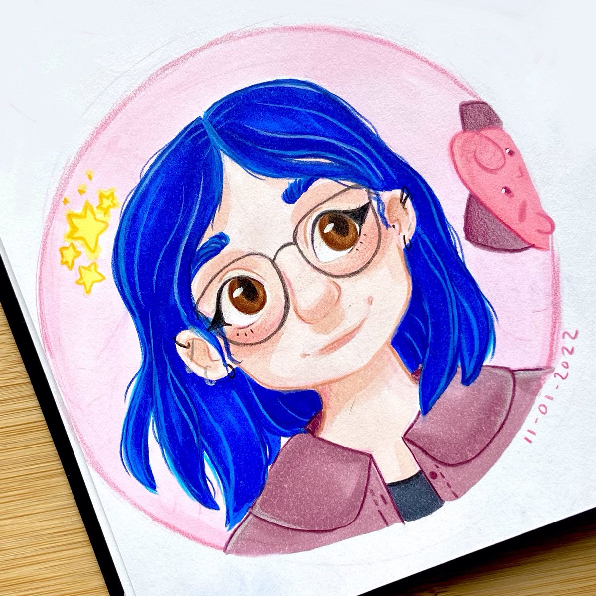 StepheHiryae's tweet photo. Did a new self portrait to use as my profile pic now that I have blue hair 💙✨

#selfportrait #NewProfilePic #bluehair https://t.co/bA04ngCZzz