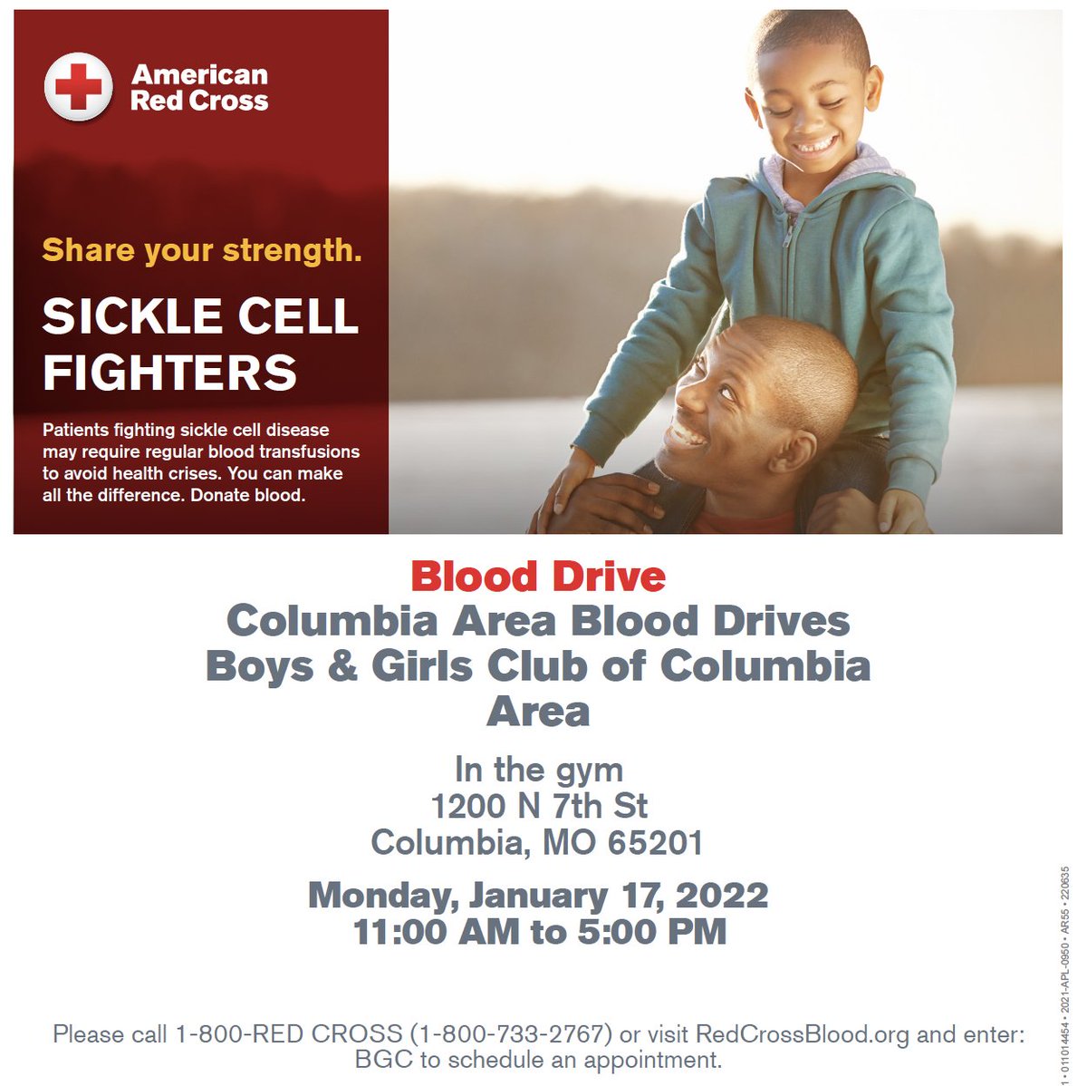 What are your plans for MLK day? The <a href="/RedCross/">American Red Cross</a>  is in a blood crisis. You can help by signing up to give at the Boys &amp; Girls Clubs of #como . <a href="/BGCofColumbiaMO/">BGCofColumbiaMO</a>