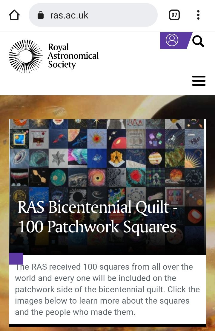 The #RASquilt image gallery - featuring all 100 of the patchwork squares we received - is now live on the <a href="/RoyalAstroSoc/">Royal Astronomical Society</a> website! 🎉✨🧵🌖 tinyurl.com/2p8pd468
#SpaceQuilt 
#RoyalAstronomicalSociety