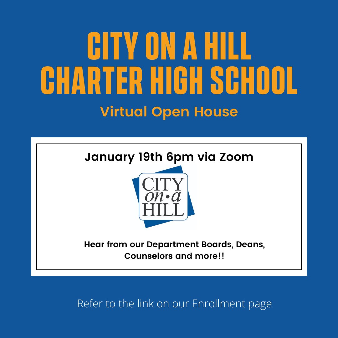 January 6th we have our Virtual Open House. Refer to our enrollment page for our zoom link!! 

cityonahill.org/apps/pages/ind…