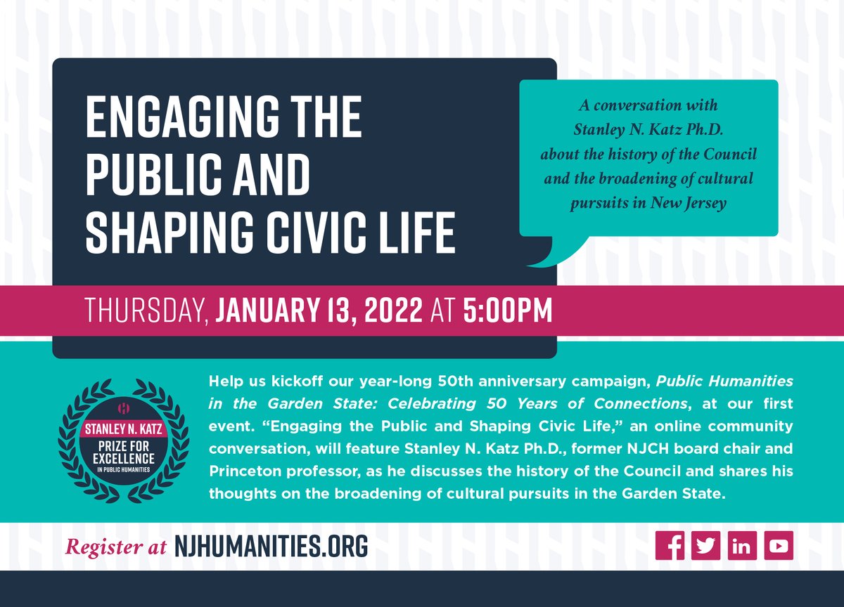njhumanities's tweet photo. There's still time to register. We're so excited to kickoff our 50th year of service to the state of New Jersey with this meaningful conversation! #njch #publichumanities #nonprofitsinnj
https://t.co/ytdodDm5HV https://t.co/aXoCKb76D5