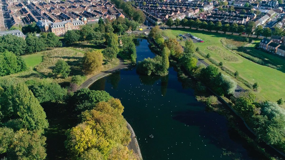 The image shows Albert Park lake in Middlesbrough. 