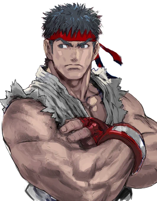 昔描いたストリートファイターのリュウさんです 