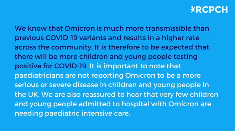 We've responded to reports about numbers of children and young people going to hospital with COVID-19.  Our full statement is here: rcpch.ac.uk/news-events/ne…
