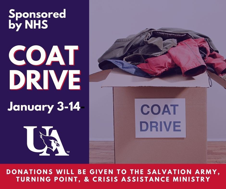 UAcharterschool's tweet photo. Bring in your coats and gloves to help our community! #uaserves #coatshatsgloves @UAathletics @JZUAHS @BretzShannen @ https://t.co/yerVNuDYFQ