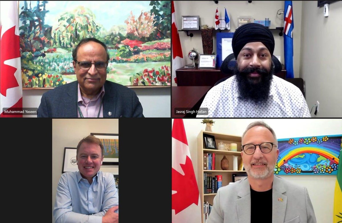BradRedekopp's tweet photo. Great to meet with Shadow Minister for Immigration, Refugees, and Citizenship, @jasrajshallan, Alberta Minister of Immigration @shandro, and Associate Minister of Immigration, Muhammad Yaseen to discuss immigration issues impacting Canada and our two provinces. #cdnpoli https://t.co/ePAjbUeX2v