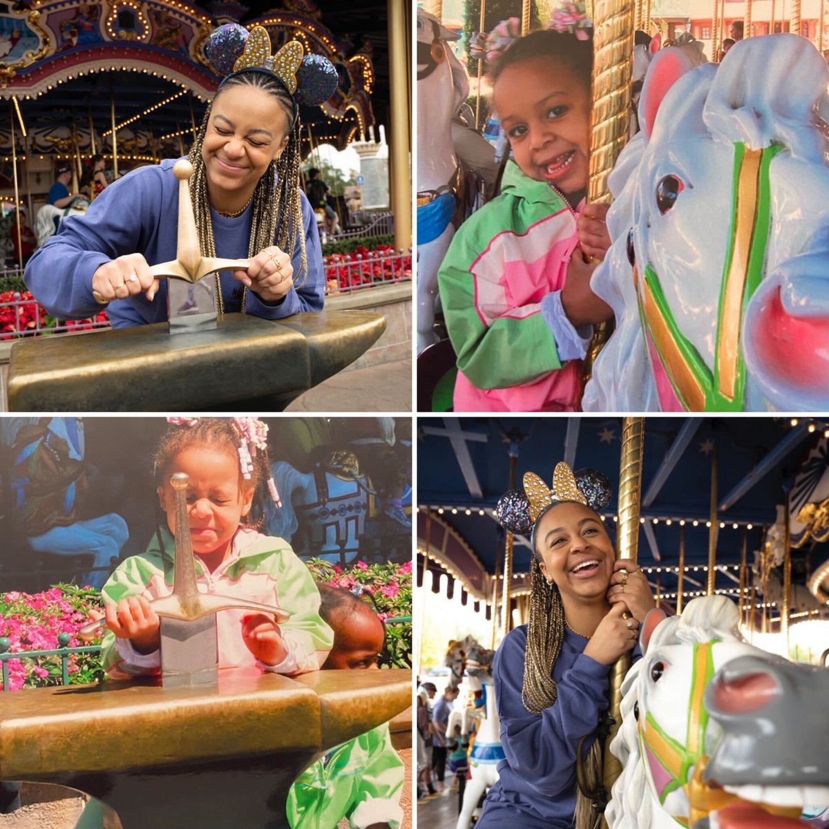 Look who we caught in the parks! @niasioux recently visited #WaltDisneyWorld on vacation with her family and recreated some sweet childhood photos from Magic Kingdom Park! 📸✨
