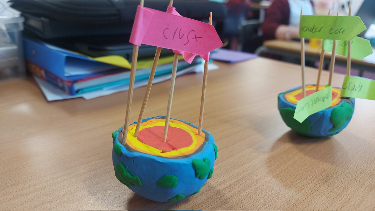 WooldenHill's tweet photo. Our topic in Year 3 has started with a BANG! Some fantastic clay models have been created by the children looking at the structure of the earth, finished off by highlighting the 4 key components. #WHGeography #EarthsCrust https://t.co/maOy6hJaHU