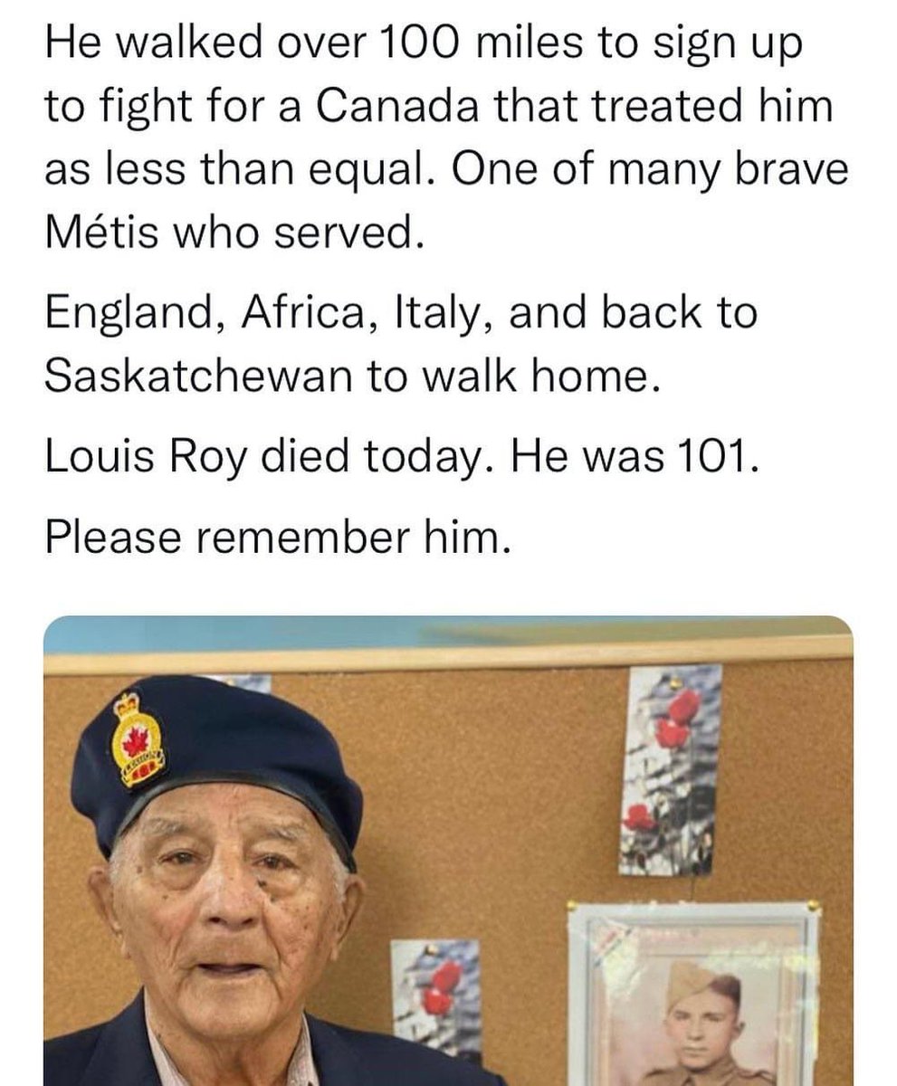 RIP, Sir! Thank you for your service!
#LestWeForget #IndigenousVeteran
