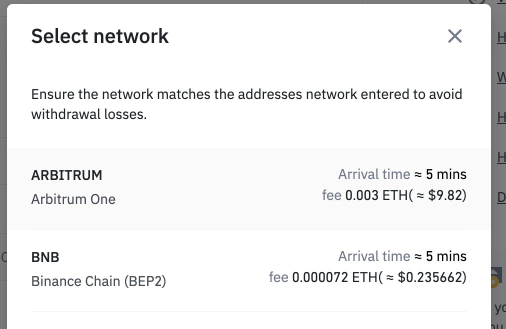 Binance finally turned on Arbitrum withdrawals #L222