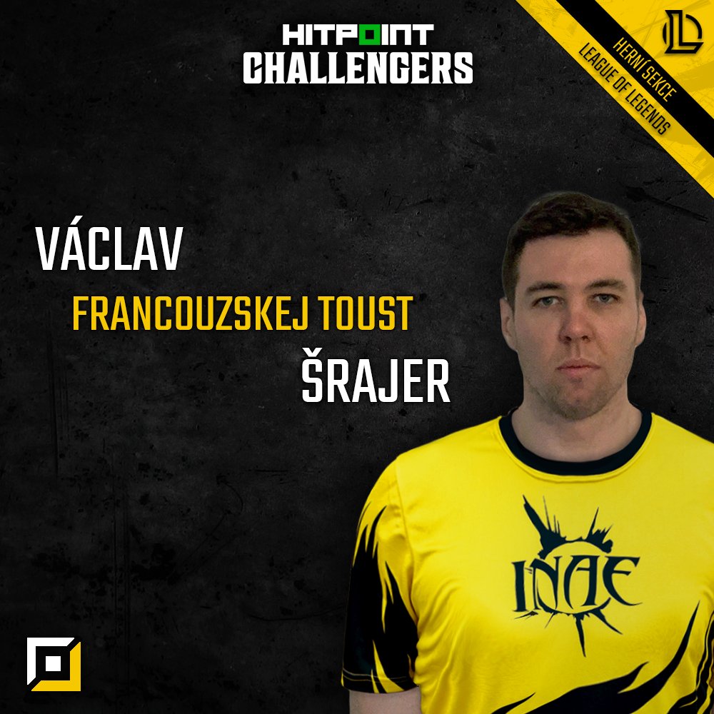 Inaequalis_zs's tweet photo. 💪🏼A ve zkušených hráčích také nekončíme. Naším ostrostřelcem bude Václav „francouzskej toust“ Šrajer, taktéž známý jako WorstADC nebo Pišta.

Vaška tedy není nutno představovat, jelikož jeho nick je každému znalému divákovi naší tuzemské scény velmi známý. 

Vítej 💛🖤 https://t.co/acSPFZffac