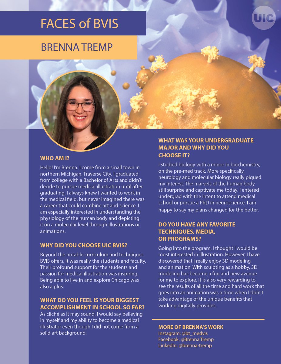 UIC_BVIS's tweet photo. Faces of BVIS is a feature that spotlights our talented second-year students. Meet this week’s face, Brenna Tremp! #facesofbvis https://t.co/WN86zcUAtD