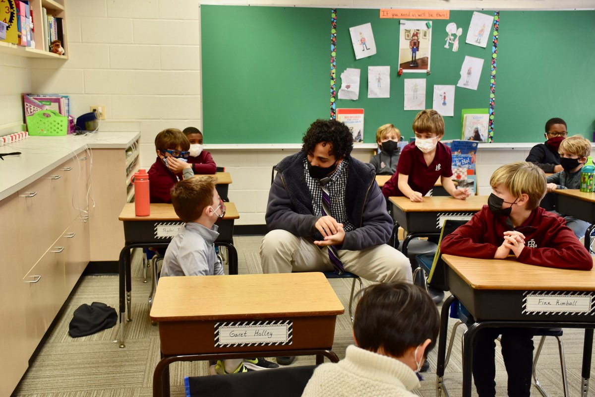 BoysLatinSchool's tweet photo. Following the MLK assembly, upper school students spent time with lower school students discussing what commitment to service means and reading stories about Dr. Martin Luther King. #BoysLatin #BL #OneBL #EQV #MLK https://t.co/eMAy8O0UzZ