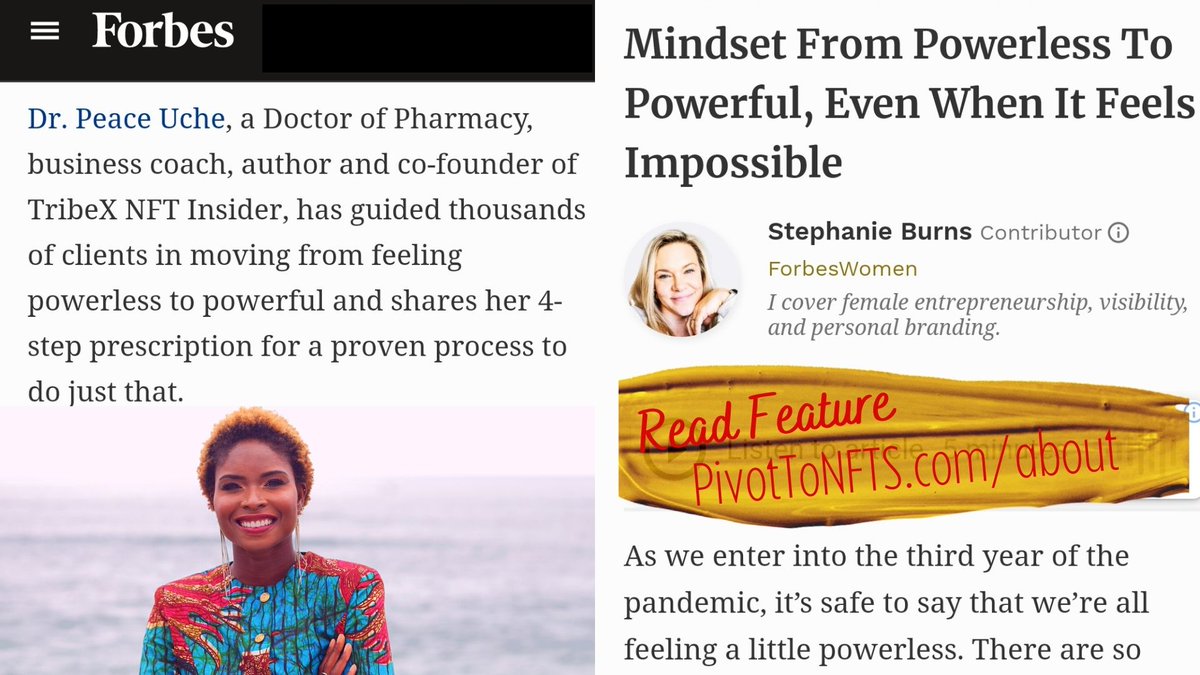 Frens, I'm ecstatic to share that I along w/ <a href="/iam_tribex/">TRIBE X</a> have been featured in <a href="/Forbes/">Forbes</a> 

This was a journey to make this dream a reality #nftcommunity

Read more on How To Transform Your Mindset From Powerless To Powerful, Even When It Feels Impossible

👉forbes.com/sites/stephani…