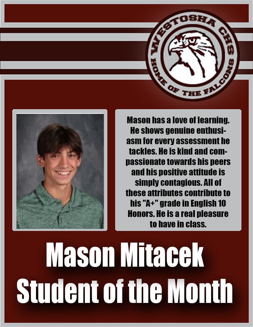 WestoshaCHS's tweet photo. Congratulations to our December Students of the Month 🤩
#weAREwestosha #post2of3 https://t.co/yqu11JvexJ