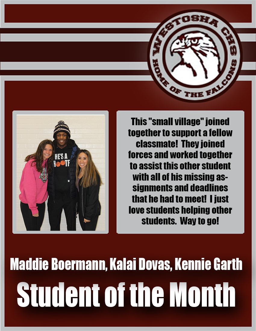 WestoshaCHS's tweet photo. Congratulations to our December Students of the Month 🤩
#weAREwestosha #post2of3 https://t.co/yqu11JvexJ