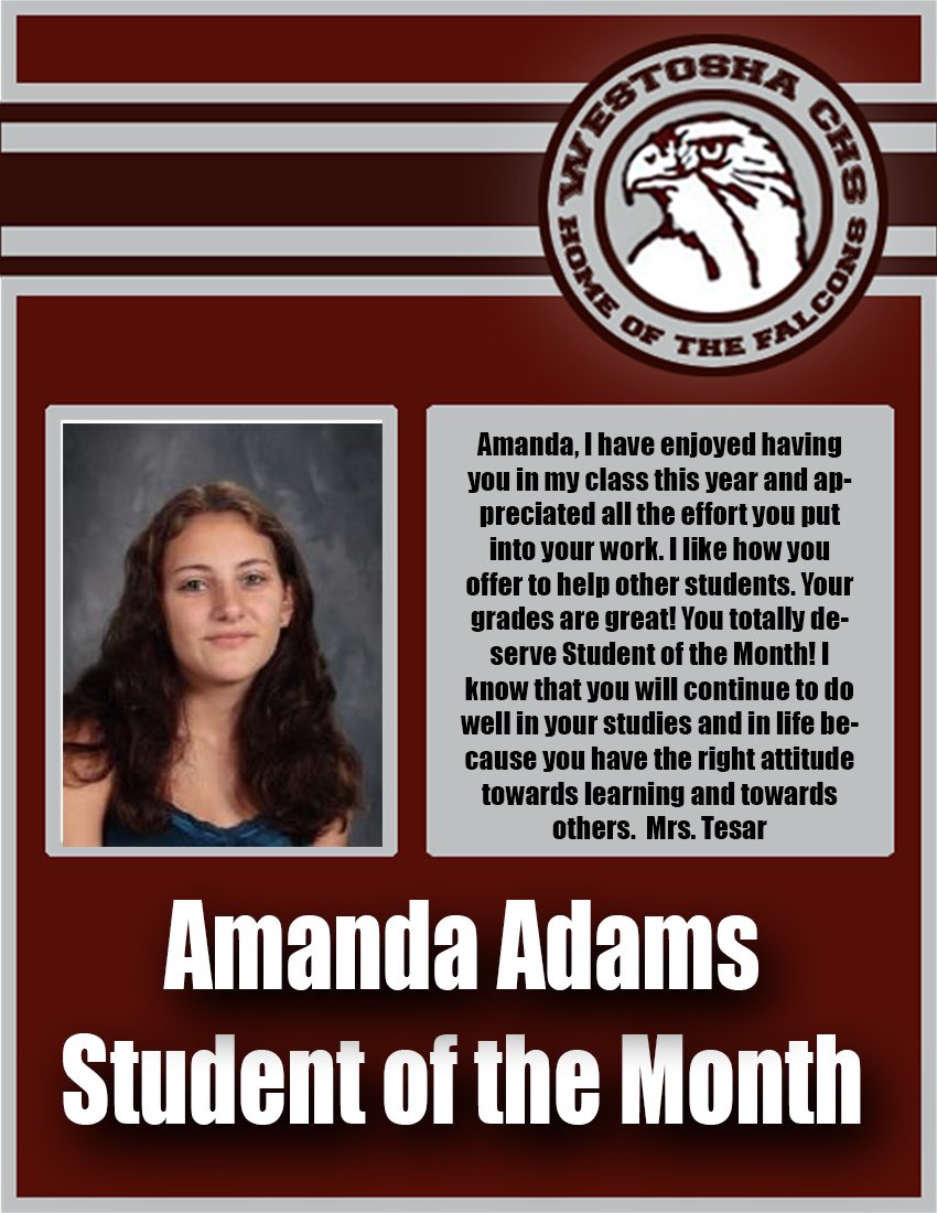 WestoshaCHS's tweet photo. Congratulations to our December Students of the Month 🤩
#weAREwestosha #post2of3 https://t.co/yqu11JvexJ