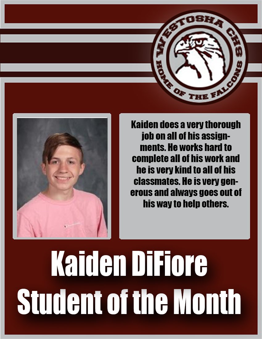 WestoshaCHS's tweet photo. Congratulations to our December Students of the Month 🤩

#weAREwestosha #post3of3 https://t.co/jG3VfVnLHo