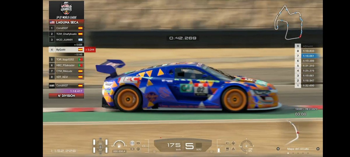 VICTORIA con todas las letras en la carrera 7A de la #GTWORLDLEAGUE <a href="/lecesports/">LEC Esports</a> . Nuestro piloto <a href="/BGutiii/">ByGutiii</a> demuestra una vez más su gran ritmo en pista con una carrera limpia y sólida.  P5-P1 🏆

🚦 Laguna Seca🚦
📢 4@ División 📢
👤 <a href="/BGutiii/">ByGutiii</a> 🏆 Victoria +VMR